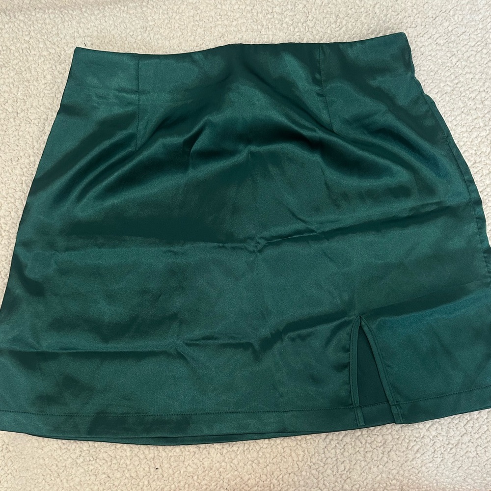 SHEIN Deep Green Satin Skirt